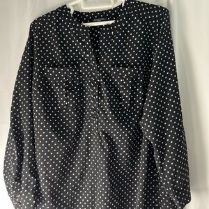 Notations Black and White Polka Dot Blouse